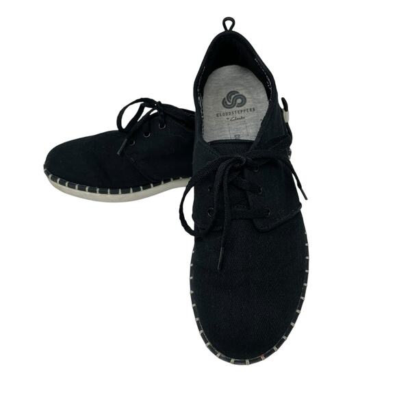 Cloudsteppers by Clark’s Glow Lace Sneakers Women’s Size 8 Black Canvas Comfort - Picture 7 of 10